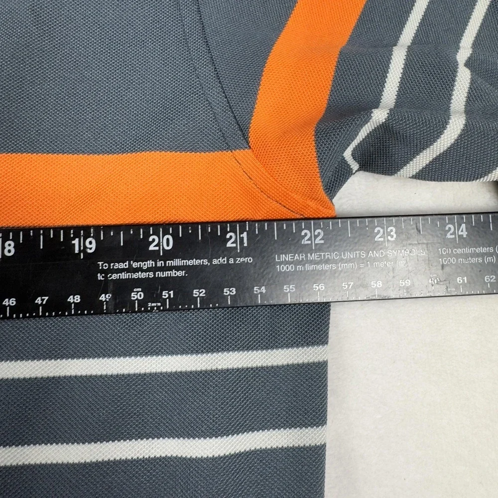 FootJoy Polo Shirt Mens Large Gray Orange‎ Striped Golf Athletic Fit Performance